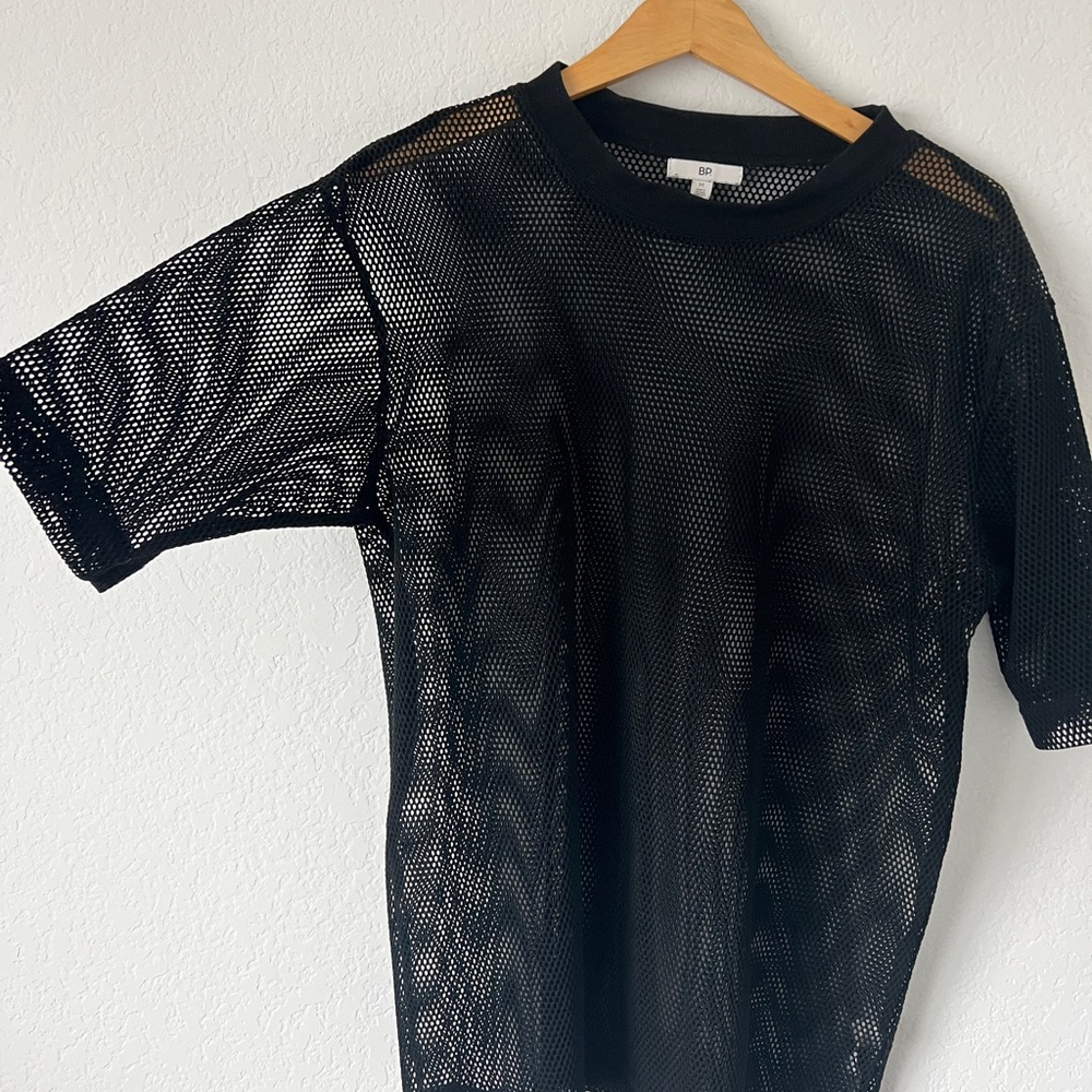bp oversized Black Mesh Short Sleeve Tee